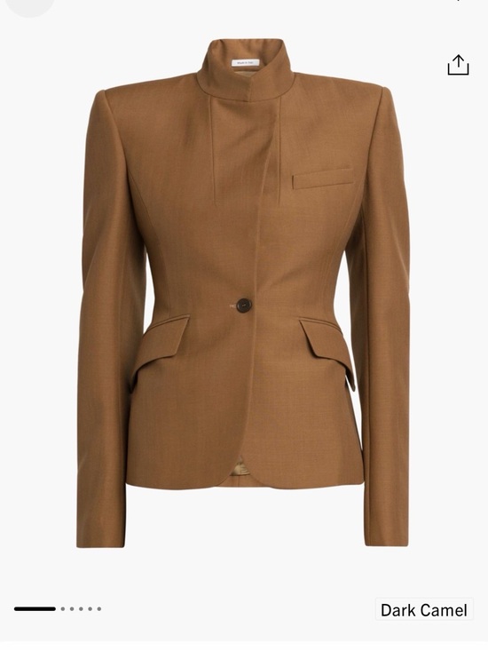 Alexander McQueen Pants - Alexander McQueen Dark Camel stand collar wool-mohair jacket NWT size 36